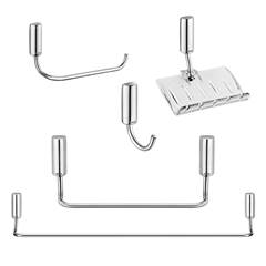 KIT ACESSORIOS PARA BANHEIRO 05 PEÇAS PLASTICO CROMADO