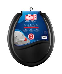 ASSENTO SANITÁRIO SOPRADO PRETO UNIVERSAL ENVOLVENTE