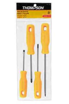JOGO CHAVE FENDA E PHILIPS 04 PEÇAS CABO AMARELO