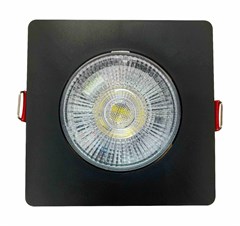 SPOT LED 05W BIVOLT QUADRADOO EMBUTIR PRETO 3000K LUZ AMARELA