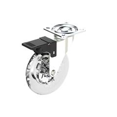 RODIZIO GIRATORIO RODA DE GEL 050MM COM FREIO TRANSPARENTE