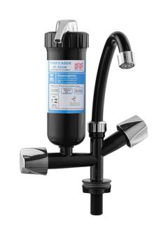 TORNEIRA PLÁSTICA 1/2” COZINHA MESA PRETO E CROMADO  BICA MOVEL COM FILTRO