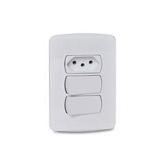 INTERRUPTOR 2 SIMPLES + 01 TOMADA 2 PINO + TERRA 10A MILUZ