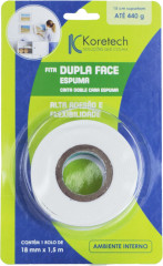 FITA ADESIVA DUPLA-FACE ESPUMA 18 MILIMETROS POR 1,5 METROS 1/12 BRANCO
