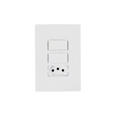 CONJUNTO DE INTERRUPTOR COM 2 SIMPLES E 1 TOMADA 2P+T DE 10 LINHA I9