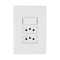 CONJUNTO DE INTERRUPTOR COM 1 SIMPLES E 2 TOMADAS 2P+T 20A LINHA I9