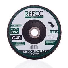 DISCO LIXA FLAP 7” GRÃO 040 RETO