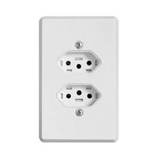 CONJUNTO DE INTERRUPTOR COM 2 TOMADA DE EMBUTIR 2P+T DE 10A LINHA PRATIKA