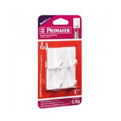 GANCHO ADESIVO PLÁSTICO BRANCO 0,5KG 03PC PR2509