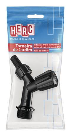 TORNEIRA PLASTICA 1/2” JARDIM PRETA COM BICO 1128 BLISTER