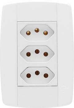 CONJUNTO DE INTERRUPTOR COM 3 TOMADA DE EMBUTIR 2P+T DE 10A LINHA LEV