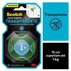 FITA DUPLA FACE 24 MM 2 METROS TRANSPARENTE 1000 GRAMAS