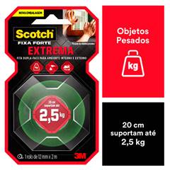 FITA DUPLA FACE 12 MM 2 METROS TRANSPARENTE 2500 GRAMAS