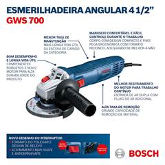 ESMERILHADEIRA ANG 4 1/2 710W 220 GWS700