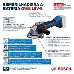 ESMERILHADEIRA ANG 5” 18V GWS C/BAT