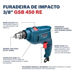FURADEIRA IMP 3/8” 450W 127V GSB450