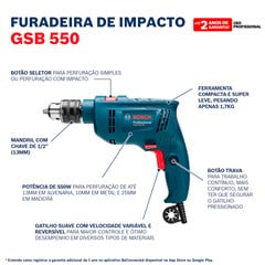 FURADEIRA IMP 1/2” 550W 127V GSB550