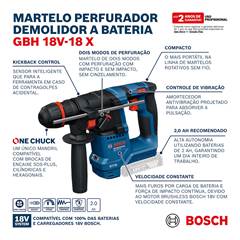 MARTELETE BATERIA 18V GBH18V-18X BAT+MAL