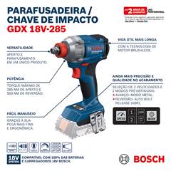 CHAVE IMPACTO COM 02 BATERIA 18V GDX18V