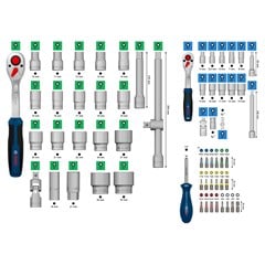 JOGO CATRACA E BITS 1/4” + 1/2” 80PCS