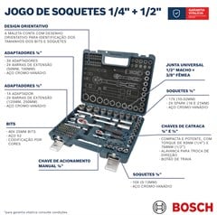JOGO CATRACA E BITS 1/4” + 1/2” 80PCS