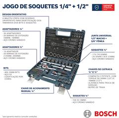 JOGO CATRACA E BITS 1/4” + 1/2” 80PCS