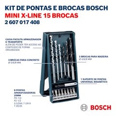 JOGO BROCA E BITS 15PCS X-LINE