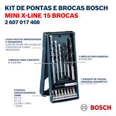 JOGO BROCA E BITS 15PCS X-LINE
